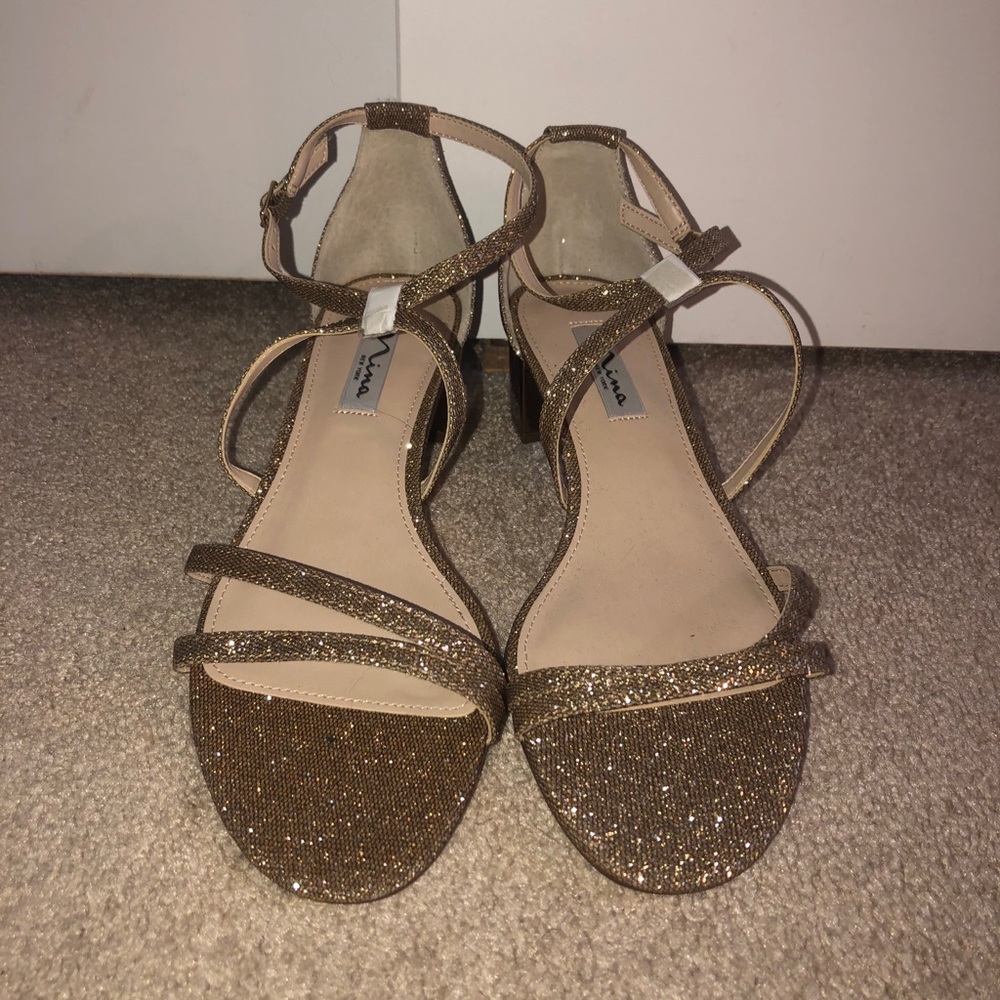 Gold glitter Nina heels